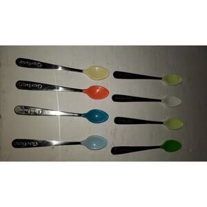 Vintage Gerber Coated Baby Spoons Assorted Colors 5 Inch. China. Lot Of 8